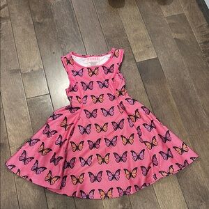 Terez Pink Butterfly Print Fit & Flare Kids Dress